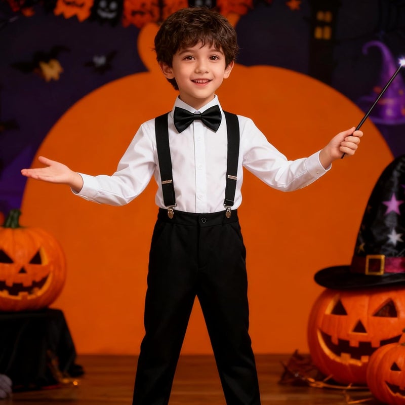 IZUS Child-Kids Suspenders Bow-Tie Sets Y-Shaped Elastic Adjustable Suspender-Set Girls-Boys for Wedding/Mime/Halloween/Party - Image 2